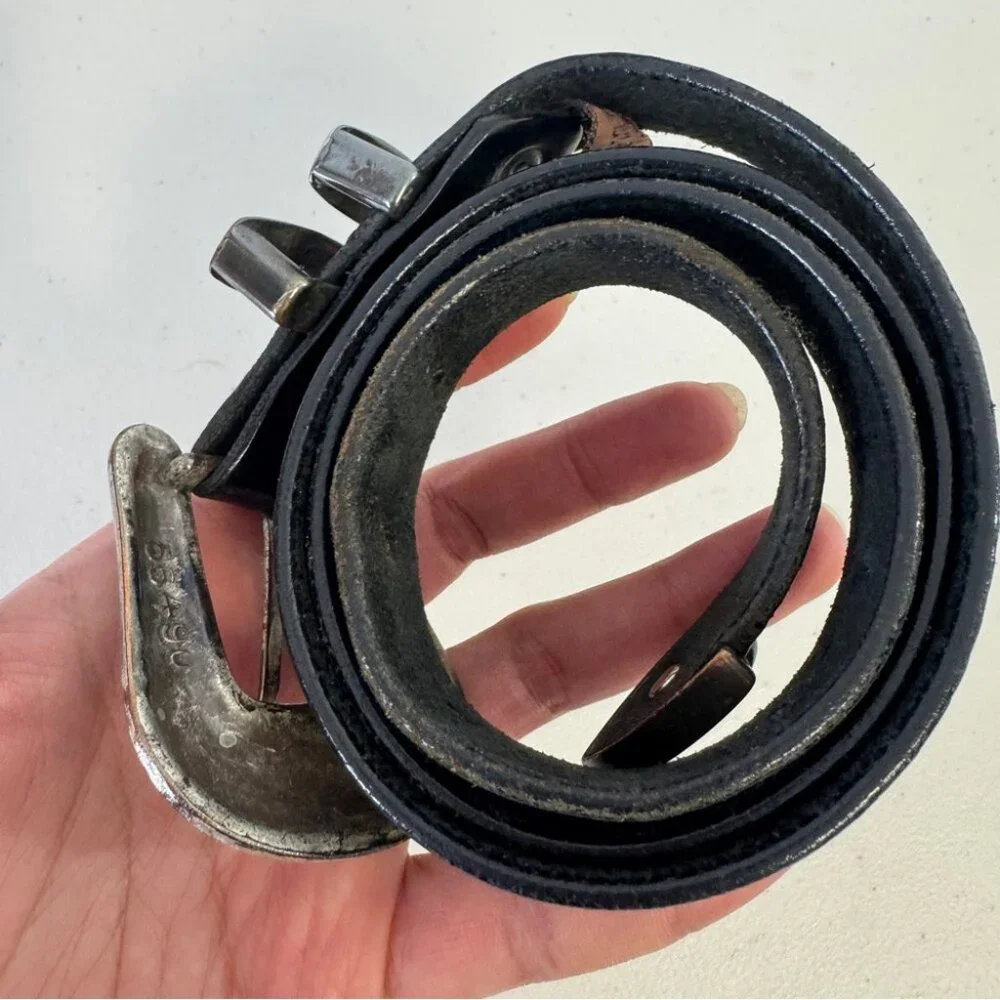 Vintage Johnny Goods Western Handcrafted Boho Leather Black Belt - Picture 9 of 10